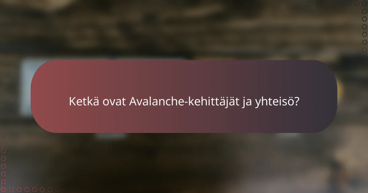 Ketkä ovat Avalanche-kehittäjät ja yhteisö?