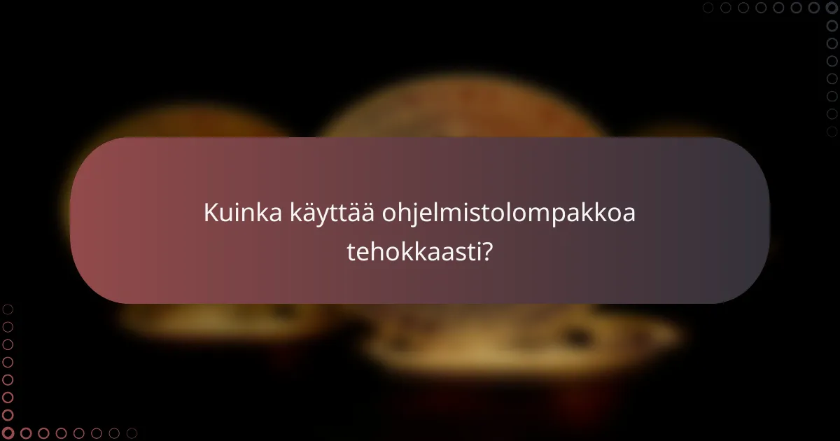 Kuinka käyttää ohjelmistolompakkoa tehokkaasti?