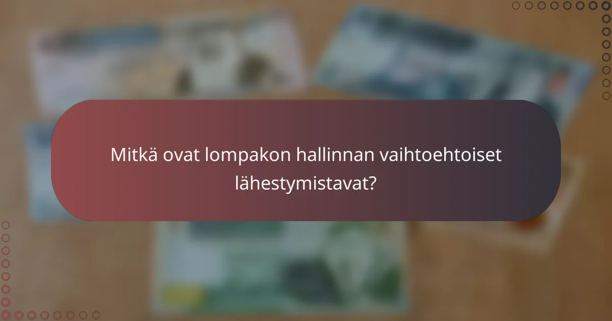Mitkä ovat lompakon hallinnan vaihtoehtoiset lähestymistavat?
