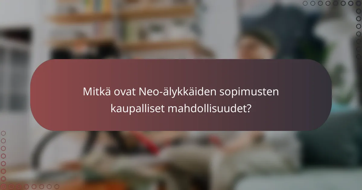 Mitkä ovat Neo-älykkäiden sopimusten kaupalliset mahdollisuudet?