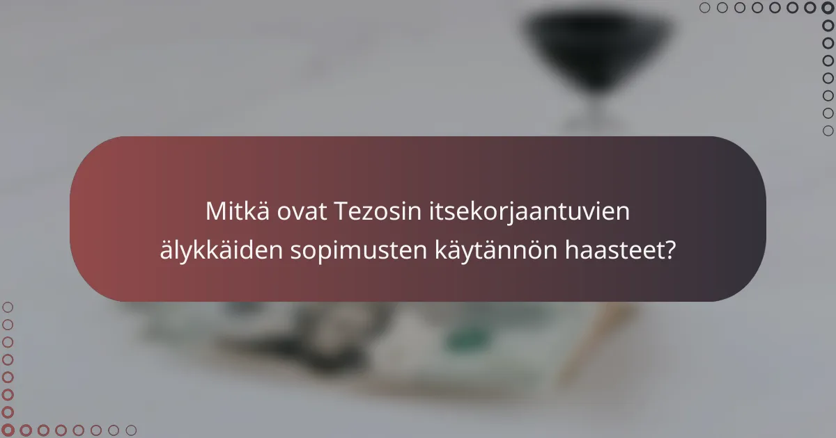 Mitkä ovat Tezosin itsekorjaantuvien älykkäiden sopimusten käytännön haasteet?